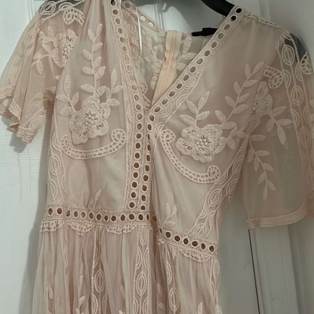 Pink maxi lace dress